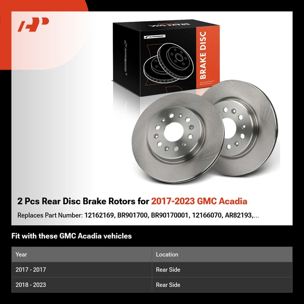 2 Pcs Rear Disc Brake Rotors for 2017-2023 GMC Acadia