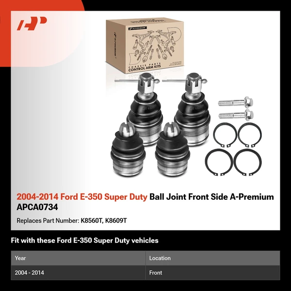 2004-2014 Ford E-350 Super Duty Ball Joint Front Side A-Premium APCA0734