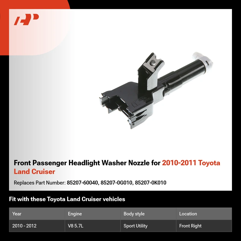 Front Passenger Headlight Washer Nozzle for 2010-2011 Toyota Land Cruiser