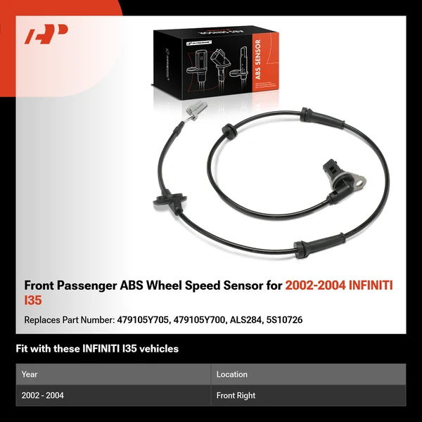 Front Passenger ABS Wheel Speed Sensor for 2002-2004 INFINITI I35
