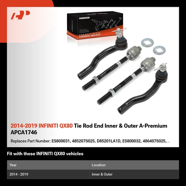 2014-2019 INFINITI QX80 Tie Rod End Inner & Outer A-Premium APCA1746