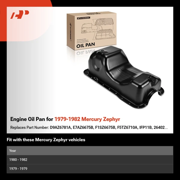Engine Oil Pan for 1979-1982 Mercury Zephyr