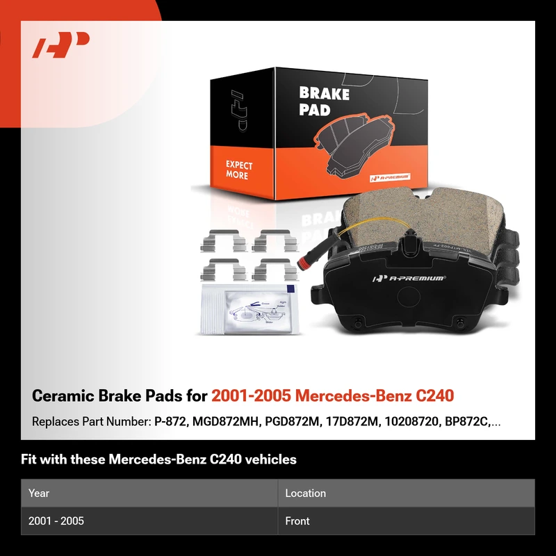 Ceramic Brake Pads for 2001-2005 Mercedes-Benz C240