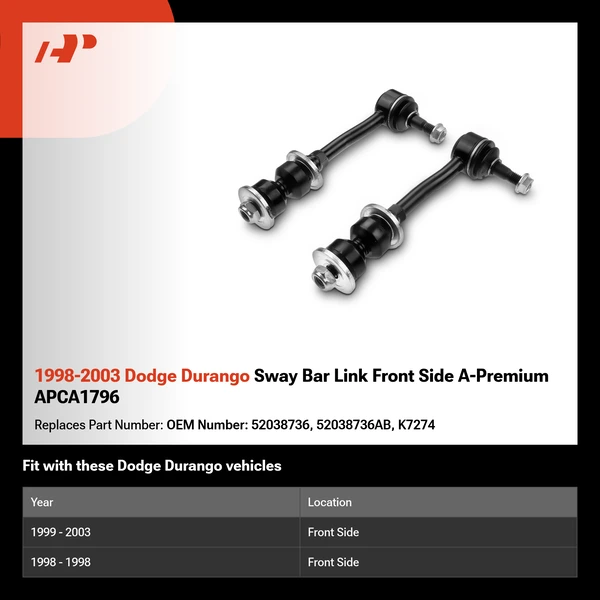1998-2003 Dodge Durango Sway Bar Link Front Side A-Premium APCA1796
