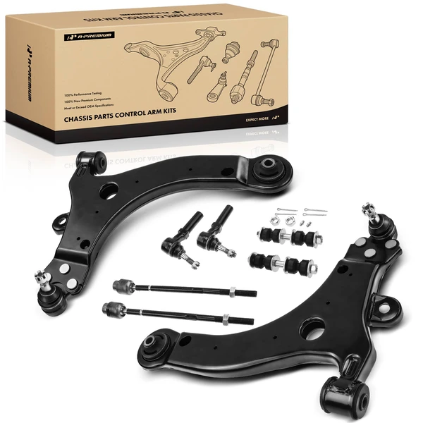 A Set of 8 Control Arm Sway Bar Link and Tie Rod End Kit Front Lower A-Premium APCA0617