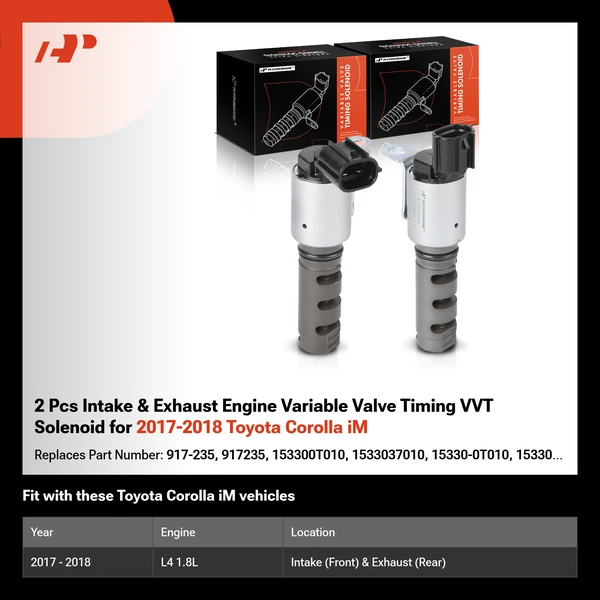 2 Pcs Intake & Exhaust Engine Variable Valve Timing VVT Solenoid for 2017-2018 Toyota Corolla iM
