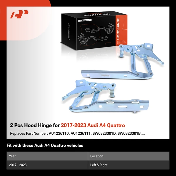 2 Pcs Hood Hinge for 2017-2023 Audi A4 Quattro