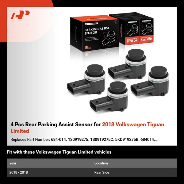 4 Pcs Rear Parking Assist Sensor for 2018 Volkswagen Tiguan Limited