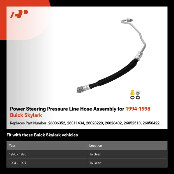 Power Steering Pressure Line Hose Assembly for 1994-1998 Buick Skylark