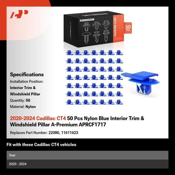 2020-2024 Cadillac CT4 50 Pcs Nylon Blue Interior Trim & Windshield Pillar A-Premium APRCF1717