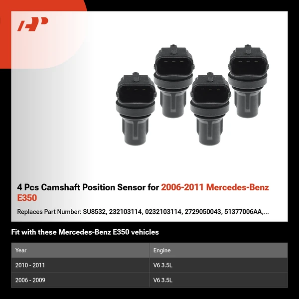 4 Pcs Camshaft Position Sensor for 2006-2011 Mercedes-Benz E350