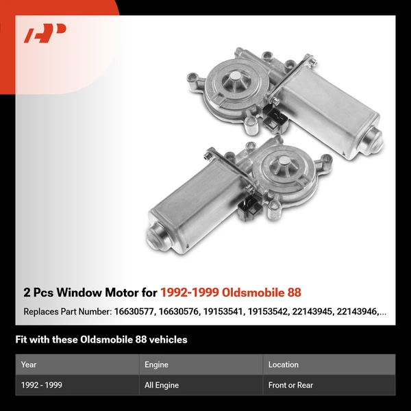 2 Pcs Window Motor for 1992-1999 Oldsmobile 88