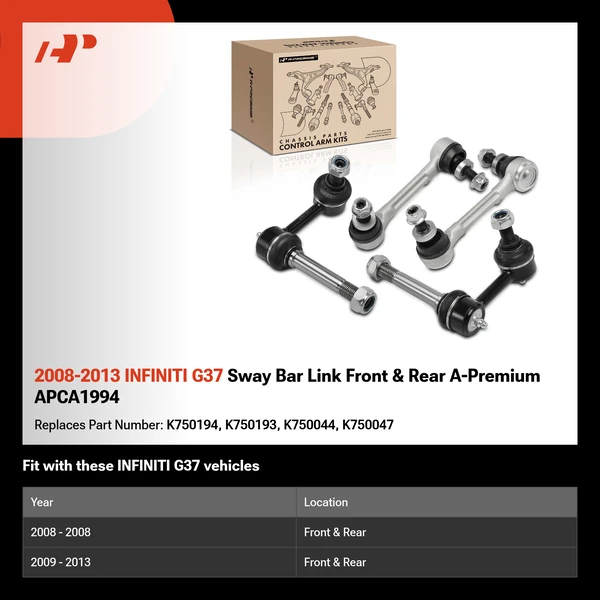 2008-2013 INFINITI G37 Sway Bar Link Front & Rear A-Premium APCA1994