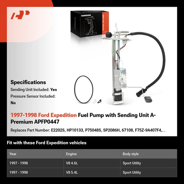 1997-1998 Ford Expedition Fuel Pump with Sending Unit A-Premium APFP0447