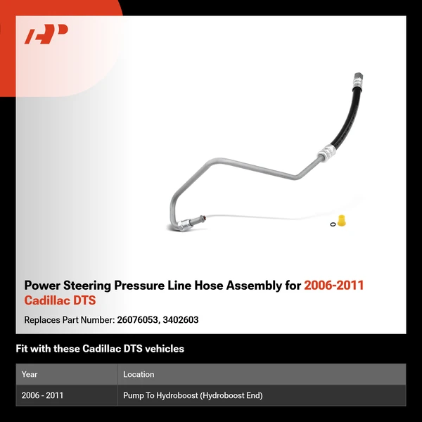 Power Steering Pressure Line Hose Assembly for 2006-2011 Cadillac DTS