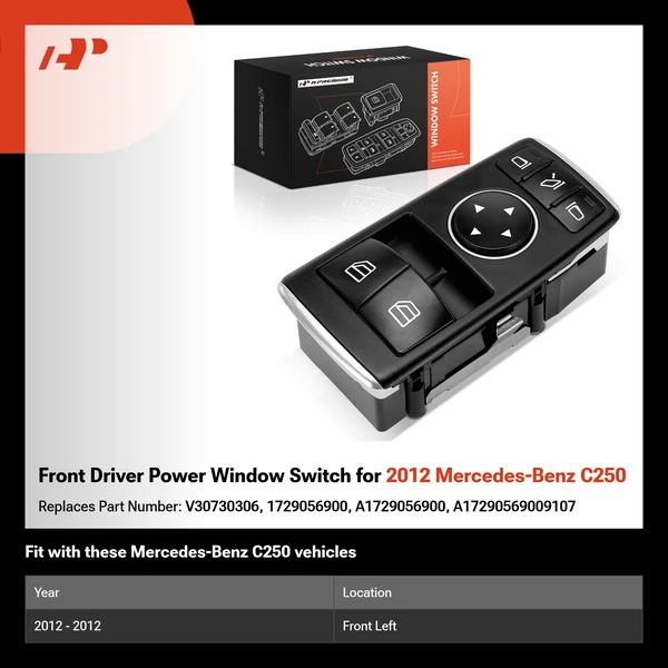 Front Driver Power Window Switch for 2012 Mercedes-Benz C250