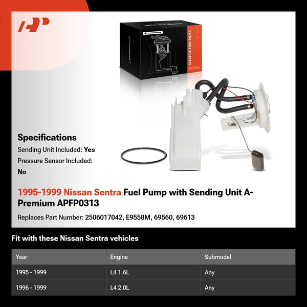 1995-1999 Nissan Sentra Fuel Pump with Sending Unit A-Premium APFP0313