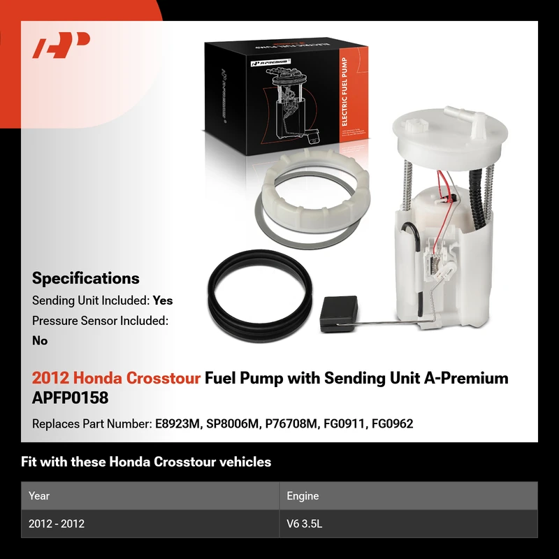 2012 Honda Crosstour Fuel Pump with Sending Unit A-Premium APFP0158