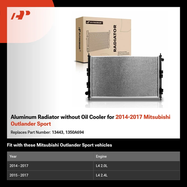 Aluminum Radiator without Oil Cooler for 2014-2017 Mitsubishi Outlander Sport