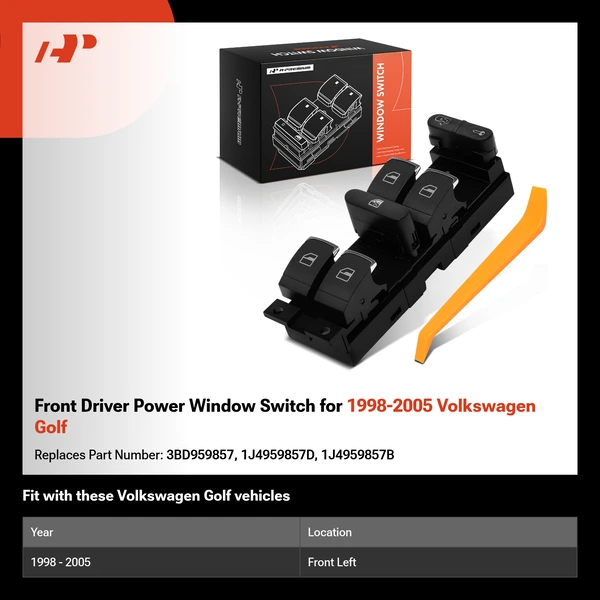 Front Driver Power Window Switch for 1998-2005 Volkswagen Golf