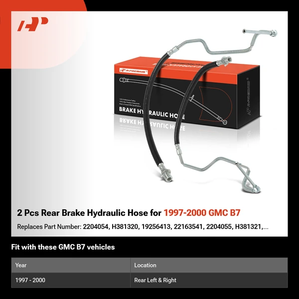 2 Pcs Rear Brake Hydraulic Hose for 1997-2000 GMC B7