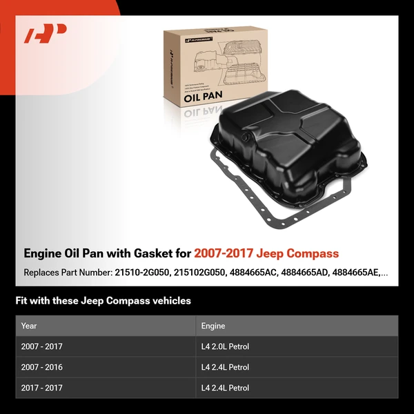 Engine Oil Pan with Gasket for 2007-2017 Jeep Compass