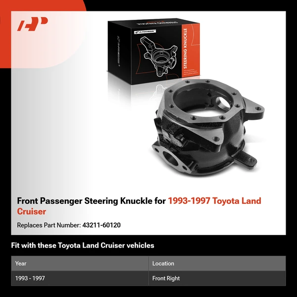 Front Passenger Steering Knuckle for 1993-1997 Toyota Land Cruiser