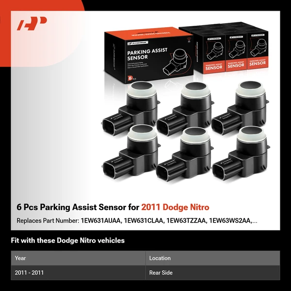 6 Pcs Parking Assist Sensor for 2011 Dodge Nitro