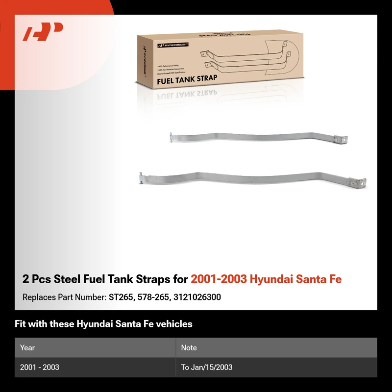 2 Pcs Steel Fuel Tank Straps for 2001-2003 Hyundai Santa Fe