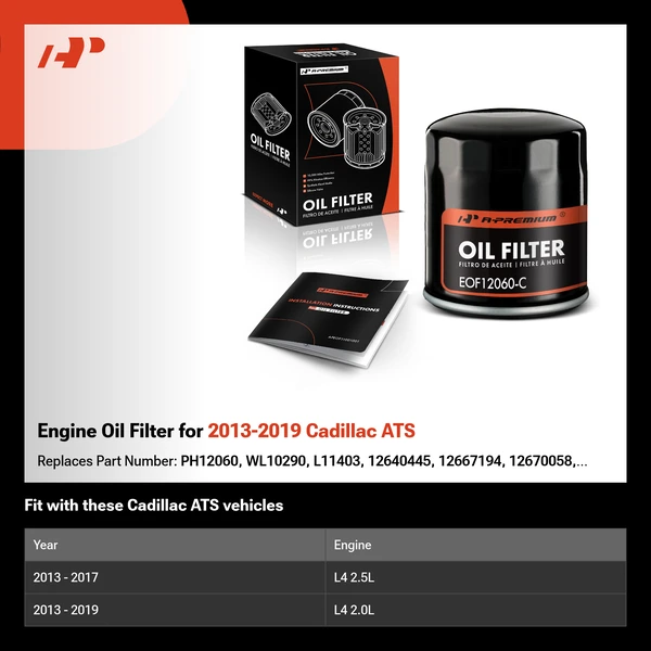 Engine Oil Filter for 2013-2019 Cadillac ATS