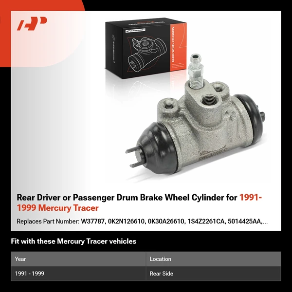 Rear Driver or Passenger Drum Brake Wheel Cylinder for 1991-1999 Mercury Tracer