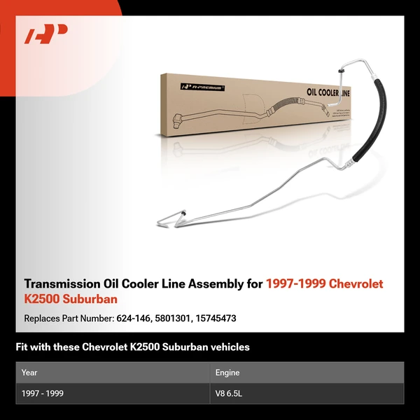 Transmission Oil Cooler Line Assembly for 1997-1999 Chevrolet K2500 Suburban
