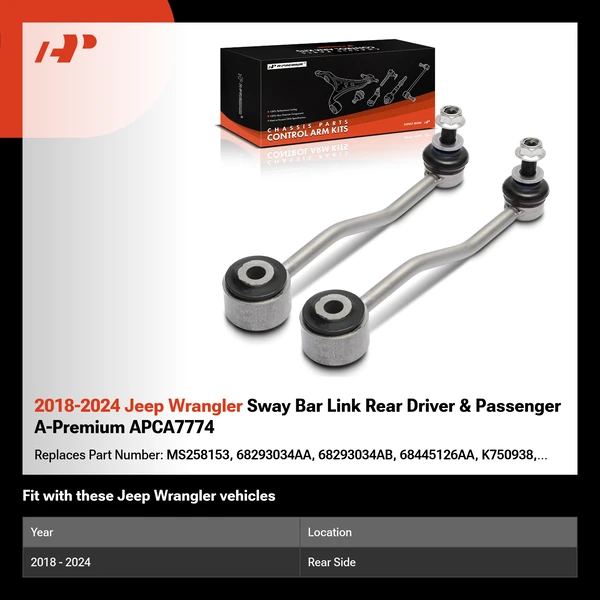 2018-2024 Jeep Wrangler Sway Bar Link Rear Driver & Passenger A-Premium APCA7774