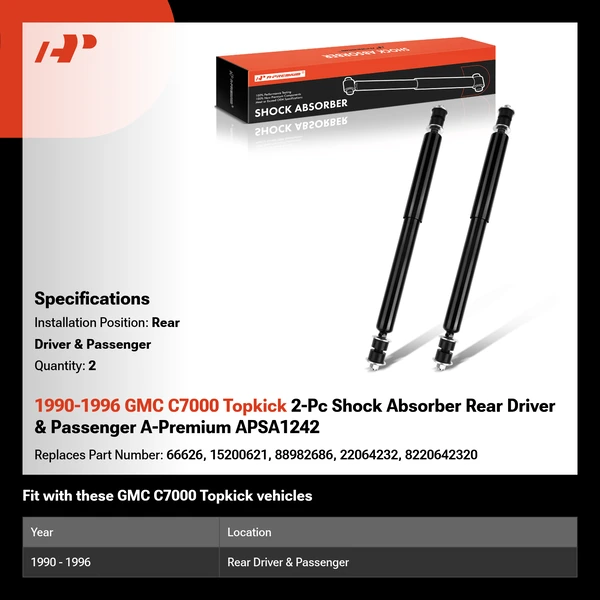 1990-1996 GMC C7000 Topkick 2-Pc Shock Absorber Rear Driver & Passenger A-Premium APSA1242