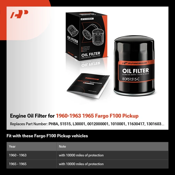 Engine Oil Filter for 1960-1963 1965 Fargo F100 Pickup