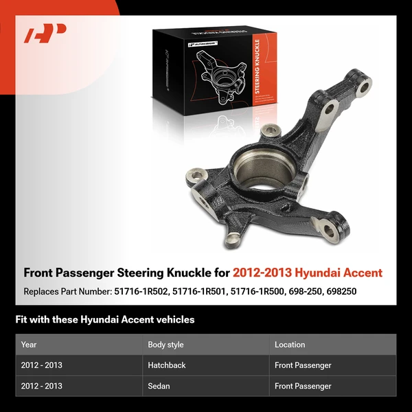 Front Passenger Steering Knuckle for 2012-2013 Hyundai Accent