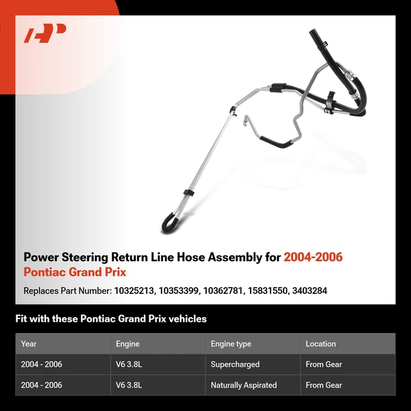 Power Steering Return Line Hose Assembly for 2004-2006 Pontiac Grand Prix