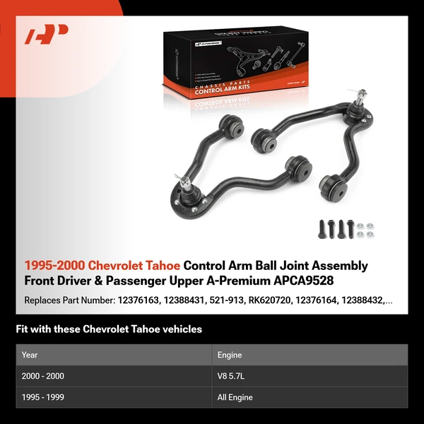 1995-2000 Chevrolet Tahoe Control Arm Ball Joint Assembly Front Driver & Passenger Upper A-Premium APCA9528