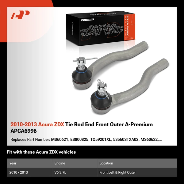 2010-2013 Acura ZDX Tie Rod End Front Outer A-Premium APCA6996