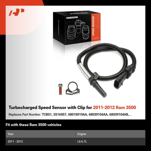Turbocharged Speed Sensor with Clip for 2011-2012 Ram 3500