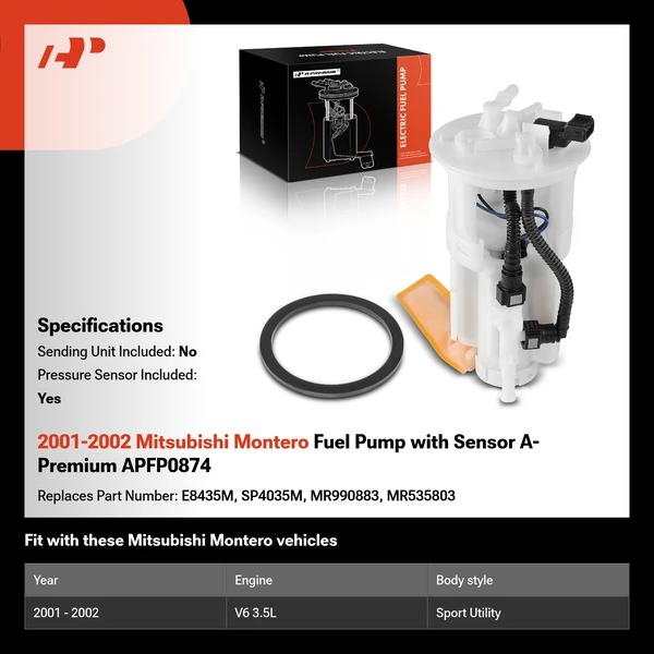 2001-2002 Mitsubishi Montero Fuel Pump with Sensor A-Premium APFP0874