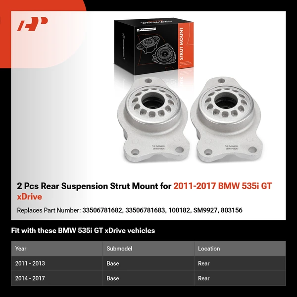 2 Pcs Rear Suspension Strut Mount for 2011-2017 BMW 535i GT xDrive