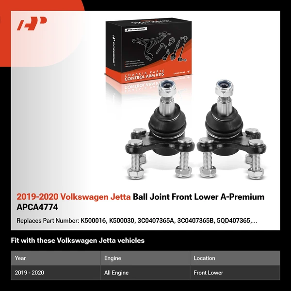 2019-2020 Volkswagen Jetta Ball Joint Front Lower A-Premium APCA4774