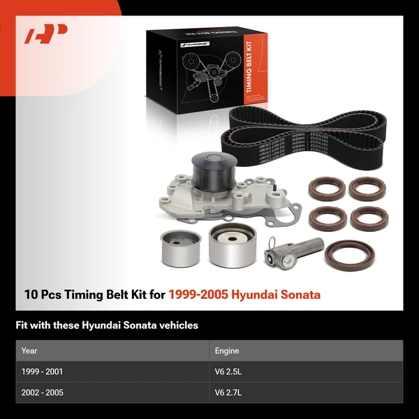 10 Pcs Timing Belt Kit for 1999-2005 Hyundai Sonata