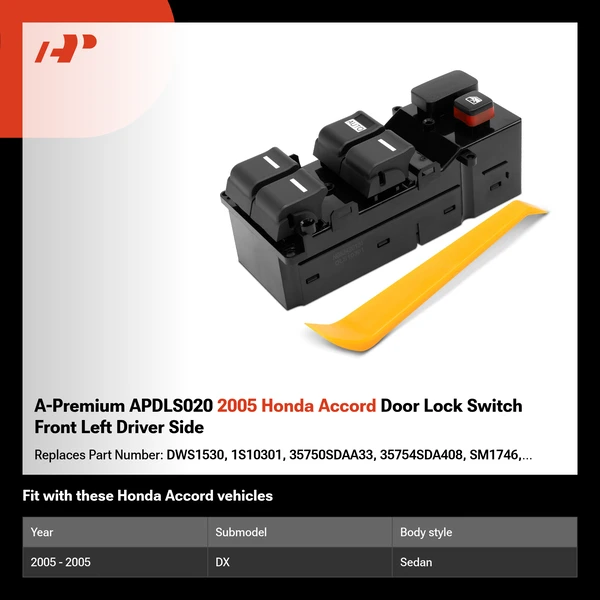 A-Premium APDLS020 2005 Honda Accord Door Lock Switch Front Left Driver Side