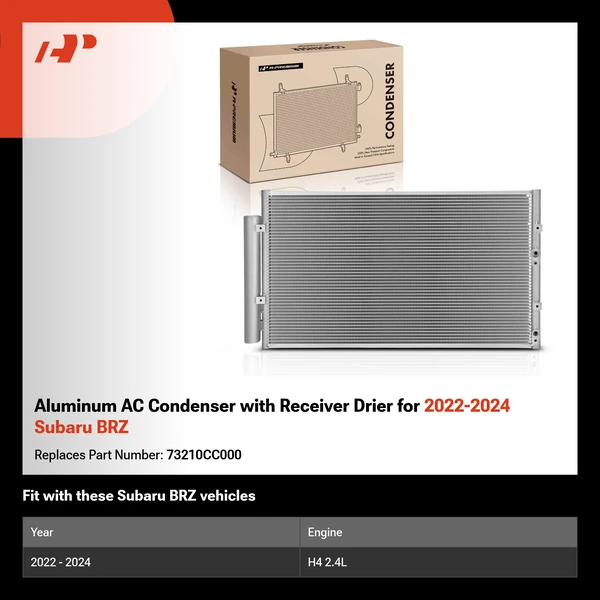 Aluminum AC Condenser with Receiver Drier for 2022-2024 Subaru BRZ