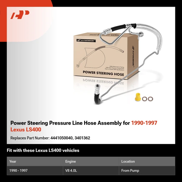 Power Steering Pressure Line Hose Assembly for 1990-1997 Lexus LS400