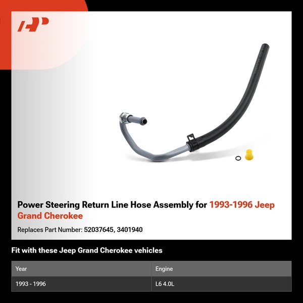 Power Steering Return Line Hose Assembly for 1993-1996 Jeep Grand Cherokee