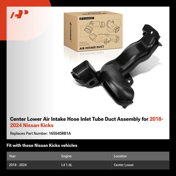 Center Lower Air Intake Hose Inlet Tube Duct Assembly for 2018-2024 Nissan Kicks