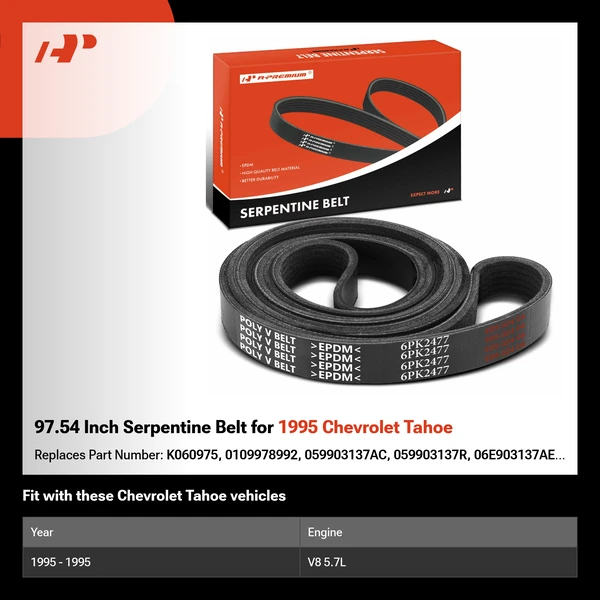 97.54 Inch Serpentine Belt for 1995 Chevrolet Tahoe